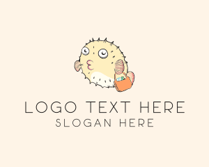 Fish - Puffer Fish Bag logo design