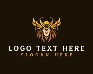 Fighter - Valkyrie Goddess Warrior logo design