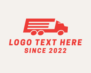 Container Truck - Red Trucking Transport logo design