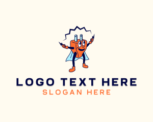 Cartoon - Superhero Energy Plug logo design