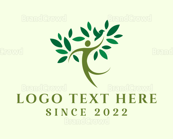 Wellness Human Tree Bird Logo