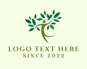 Green - Wellness Human Tree Bird logo design