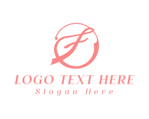 Lodging - Pink Cursive F logo design