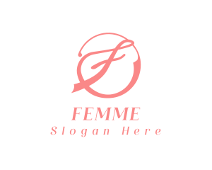 Pink Cursive F logo design