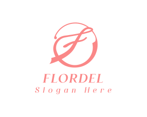 Pink Cursive F logo design