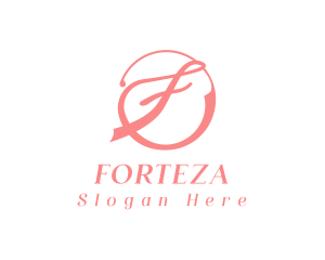 Pink Cursive F logo design