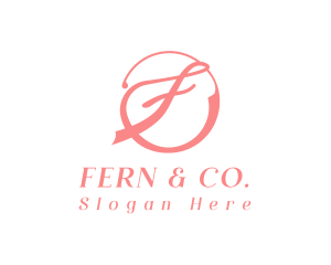 Pink Cursive F logo design