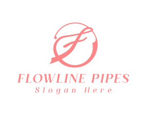 Pink Cursive F logo design