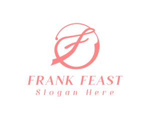 Pink Cursive F logo design