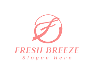 Pink Cursive F logo design