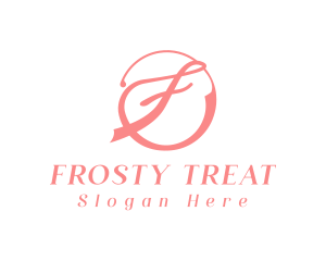 Pink Cursive F logo design