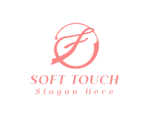 Soft - Pink Cursive F logo design