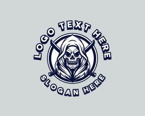 Horror - Reaper Skull Sword Gaming logo design