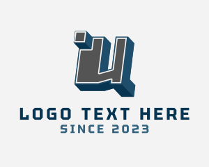 Blocky - 3D Graffiti Letter V logo design