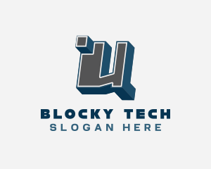 Blocky - 3D Graffiti Letter V logo design