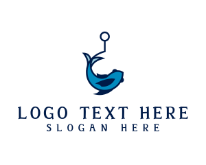 Fishing Hook - Blue Fish Hook logo design