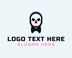Cyber - Skull Crossbones Anaglyph logo design