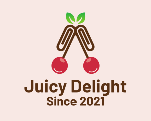 Juicy - Cherry Paper Clip logo design