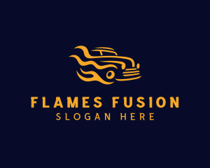 Flaming Car Automobile logo design