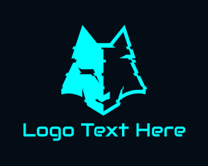 K9 - Cyan Distorted Wolf logo design