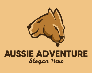 Aussie - Australian Map Kangaroo logo design