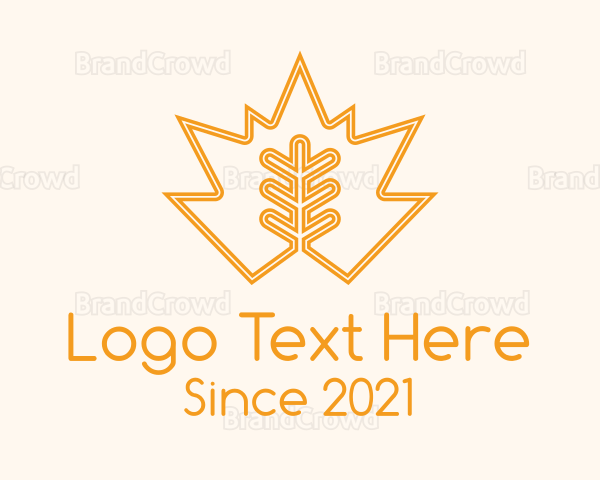 Orange Leaf Outline Logo