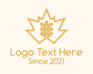 Fall Season - Orange Leaf Outline logo design