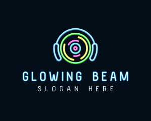 Neon Vynil & Headphones logo design