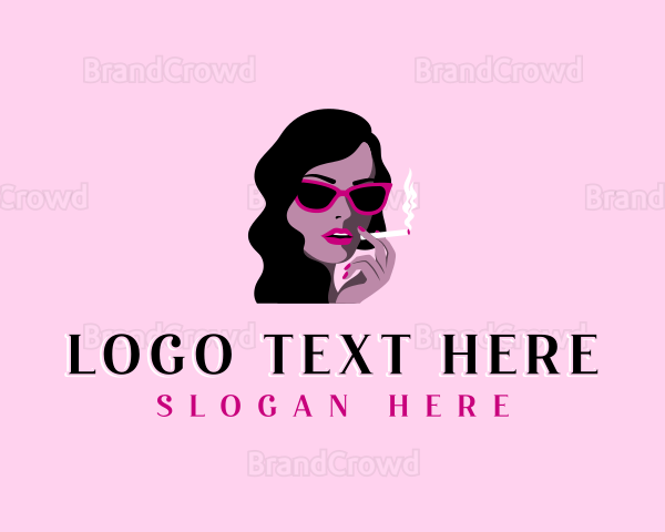 Woman Sunglasses Cigarette Logo