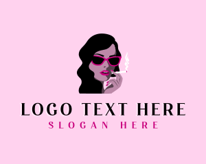 Smoking - Woman Sunglasses Cigarette logo design