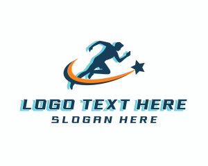 Stickman - Fitness Runner Man logo design