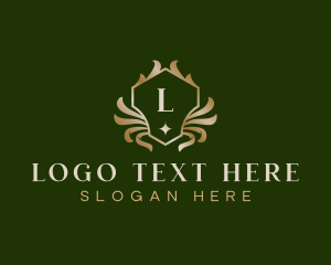 Hotel - Luxury Crest Floral logo design