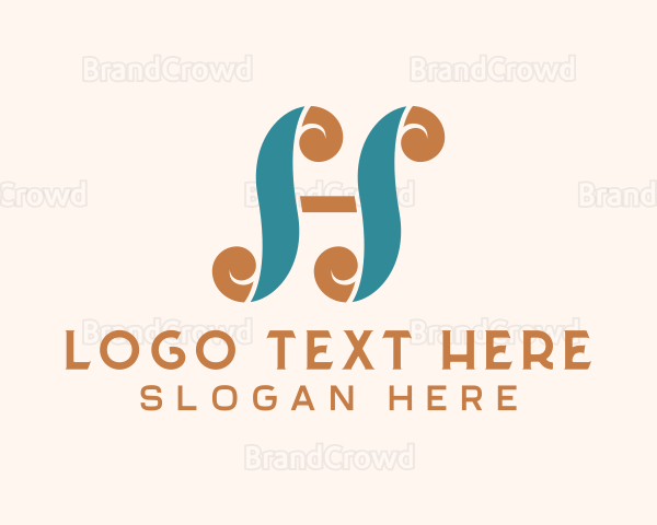 Elegant Scroll Retro Letter H Logo