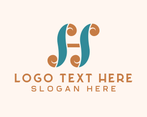 Salon - Elegant Scroll Retro Letter H logo design