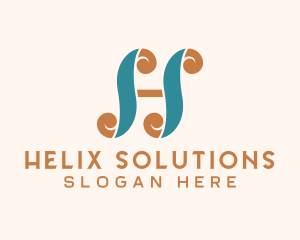 Elegant Scroll Retro Letter H logo design