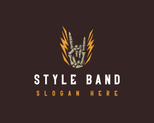 Skeleton Lightning Rock Band logo design