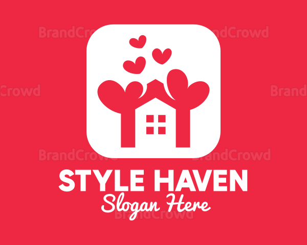 Modern House Love Logo