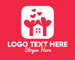 Negative Space - Modern House Love logo design