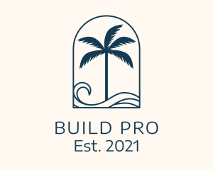 Tourist Spot - Palm Tree Beach Resort logo design