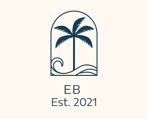 Surfing - Palm Tree Beach Resort logo design