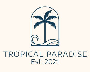 Hawaii - Palm Tree Beach Resort logo design