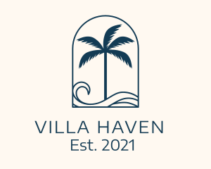 Villa - Palm Tree Beach Resort logo design