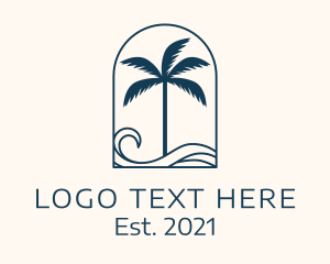 Coconut Tree - Palm Tree Beach Resort logo design