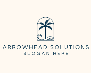 Palm Tree Beach Resort logo design