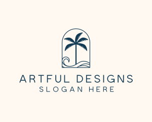 Palm Tree Beach Resort logo design