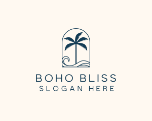 Palm Tree Beach Resort logo design