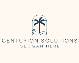 Palm Tree Beach Resort logo design