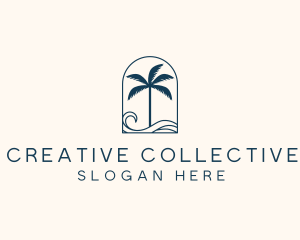 Palm Tree Beach Resort logo design