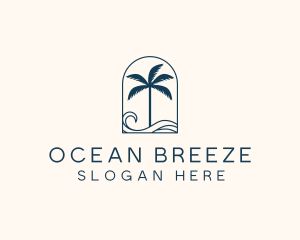 Miami - Palm Tree Beach Resort logo design