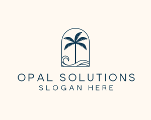 Palm Tree Beach Resort logo design